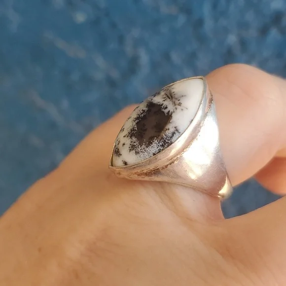 New Men's Dendritic Opal 925 Silver Ring. - Picture 7 of 10
